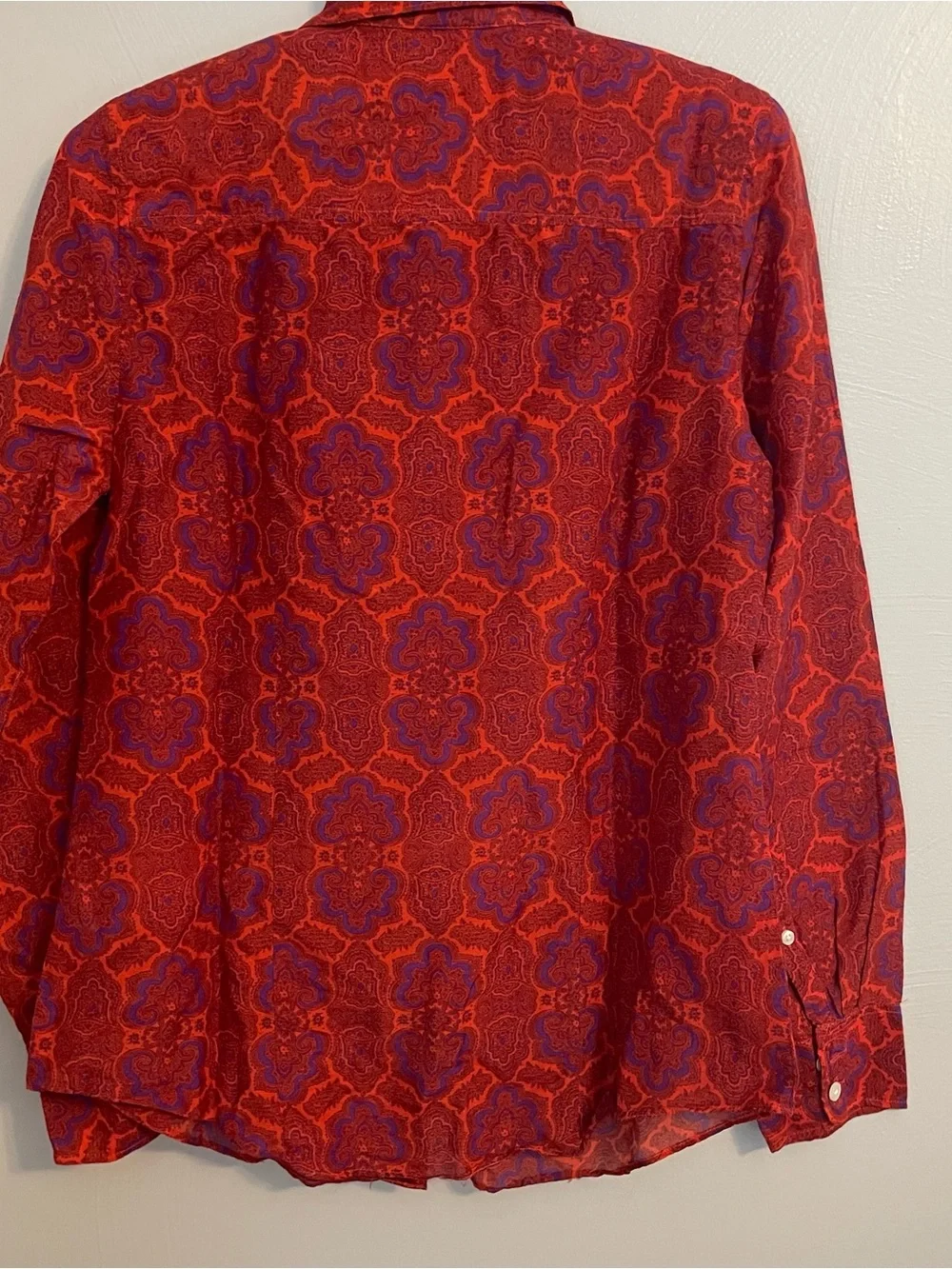 J.Crew Women’s Patterned Long Sleeve Red Button Down Blouse Size Medium